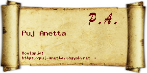 Puj Anetta névjegykártya